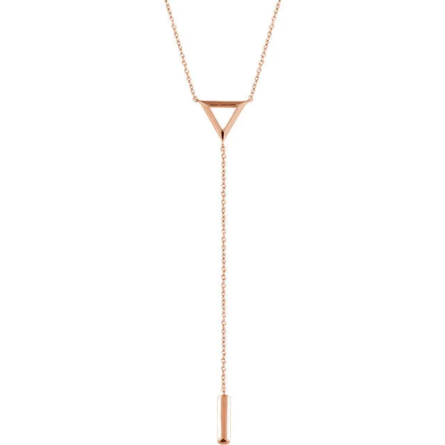 14K White Triangle & Bar Y 16-18" Necklace