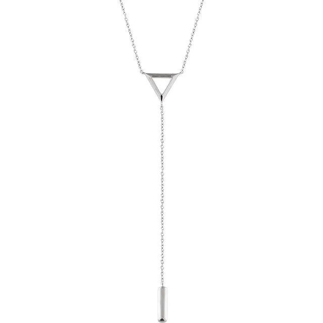 14K White Triangle & Bar Y 16-18" Necklace