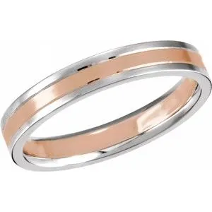 14K White/Rose 4 mm Grooved Band Size 5.5