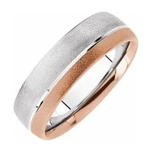 14K White/Rose 7 mm Grooved with Bead Blast Finish Size 8.5