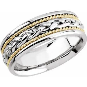 14K White/Yellow 8 mm Woven Band Size 7