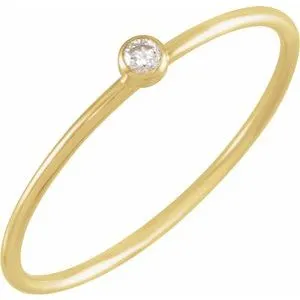 14K Yellow .03 CT Natural Diamond Stackable Ring Size 9