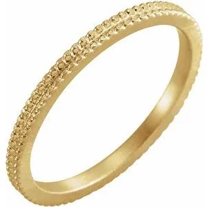 14K Yellow 1.5mm Beaded Band Size 8