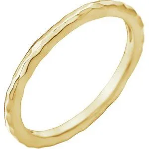 14K Yellow 2 mm Hammered Stackable Ring Size 5