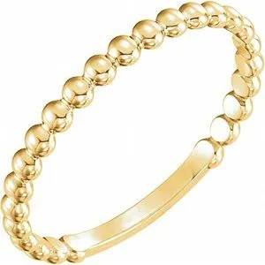 14K Yellow 2 mm Stackable Bead Ring
