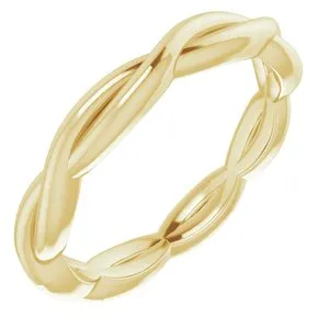 14K Yellow 2.2 mm Woven-Design Band Size 4