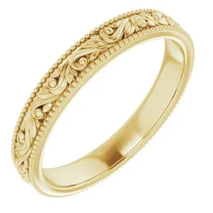 14K Yellow 3.2 mm Scroll Band Size 6.5