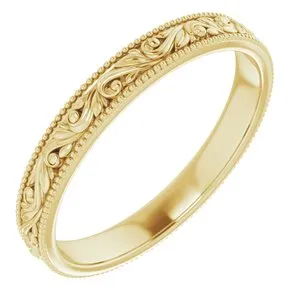 14K Yellow 3.2 mm Scroll Band Size 9