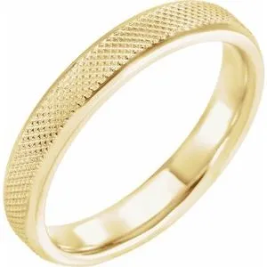 14K Yellow 4 mm  Knurled Beveled-Edge Band Size 9