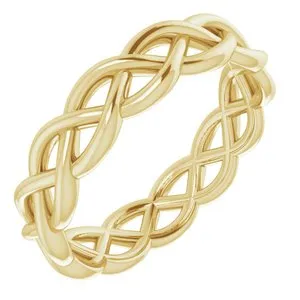 14K Yellow 4.7 mm Woven-Design Band Size 6.5