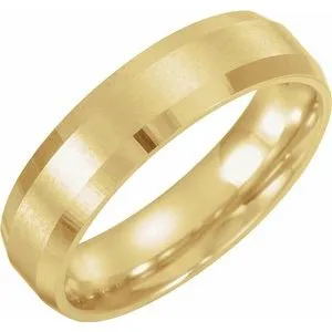 14K Yellow 5 mm Beveled-Edge Band with Satin Finish Size 9