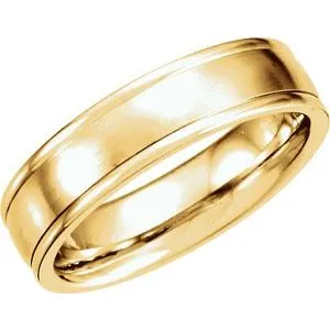 14K Yellow 6 mm Grooved Band with Satin Finish Size 9