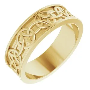14K Yellow 7 mm Celtic-Inspired Band Size 10