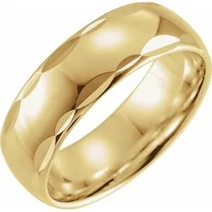 14K Yellow 7 mm Scalloped Edge Band Size 10
