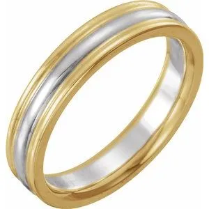 14K Yellow & White 4 mm Grooved Band Size 8