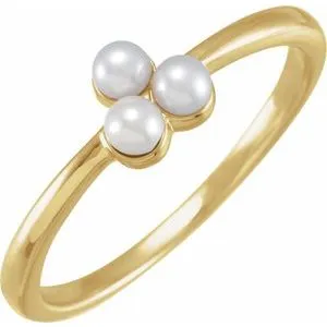 14K Yellow Freshwater Cultured Pearl Cluster Ring