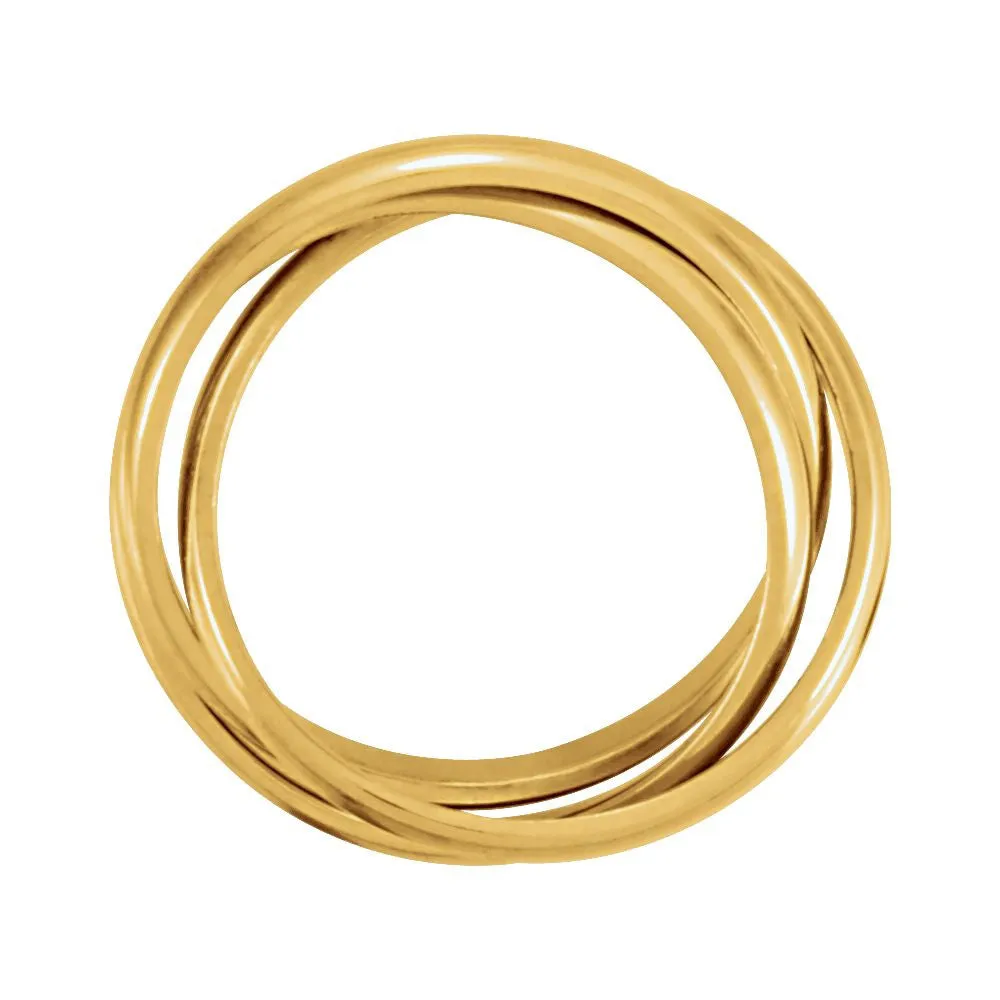 14k Yellow Gold 2.5mm 3-Band Rolling Ring Size 7