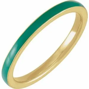 14K Yellow Green Enamel Stackable Ring