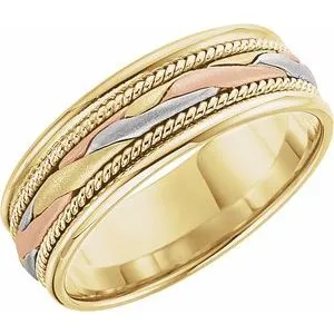 14K Yellow/White/Rose 7 mm Woven Band Size 7