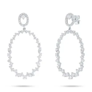 14kt White Gold Diamond Circle Drop Earrings, 1.45TCW