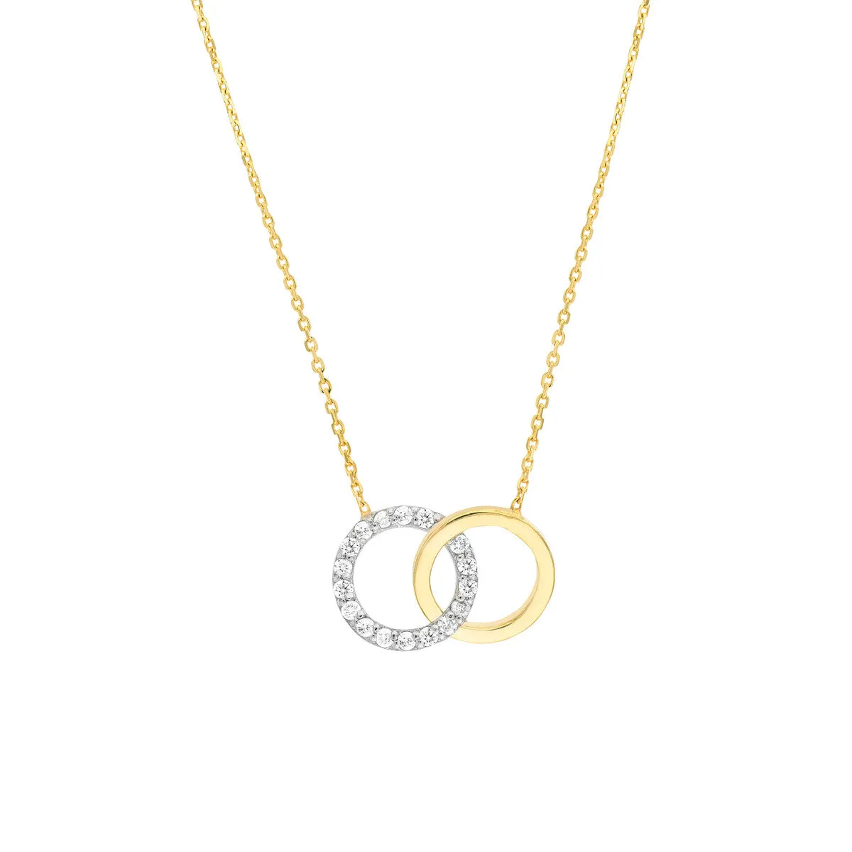 14kt Yellow and White Gold Interlocking Circles Necklace