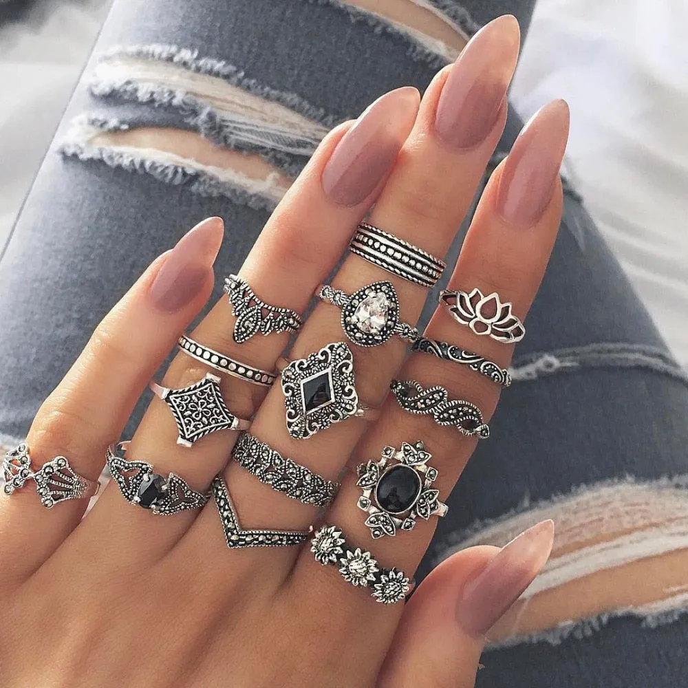 15 Pcs/set Retro Ring Set
