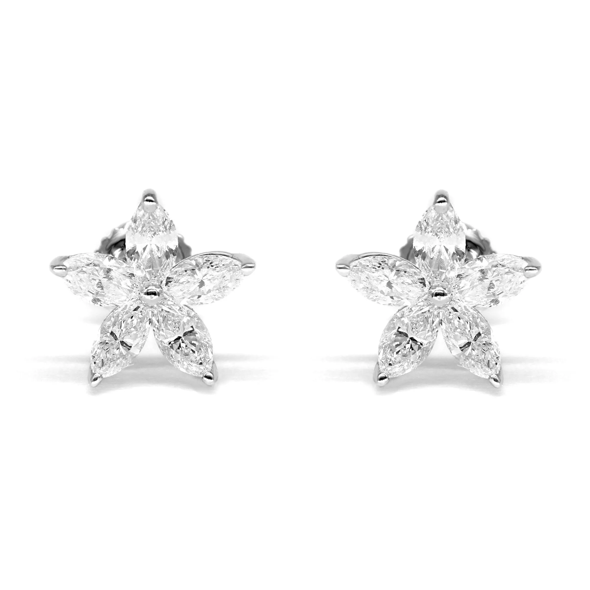 1.50 ctw Marquise Cut Diamond Flower Earrings
