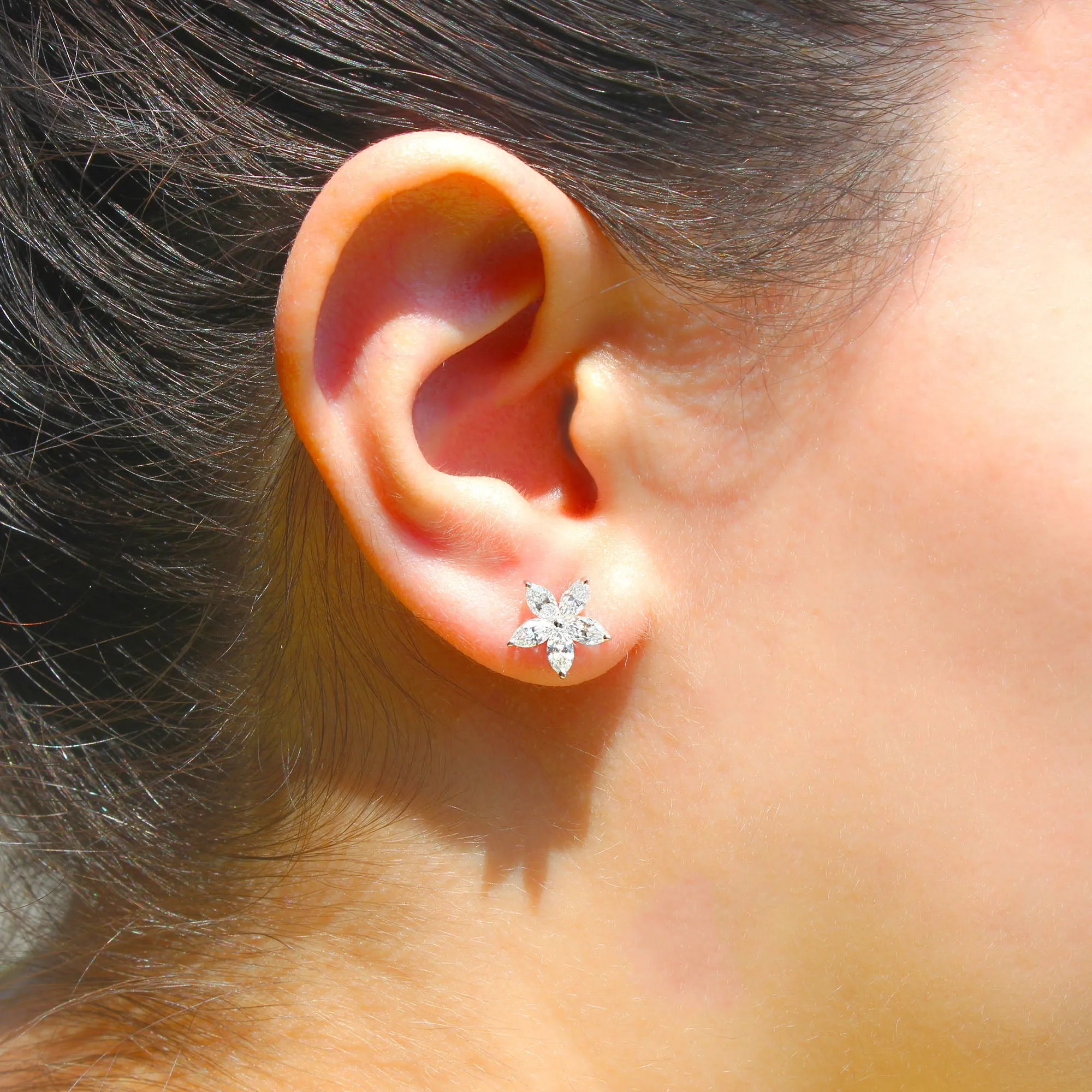 1.50 ctw Marquise Cut Diamond Flower Earrings
