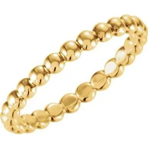 18K Yellow 2.5 mm Beaded Stackable Ring Size 5