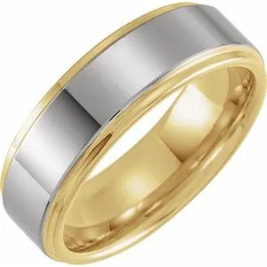 18K Yellow Gold PVD Tungsten 8 mm Flat Edge Band Size 8