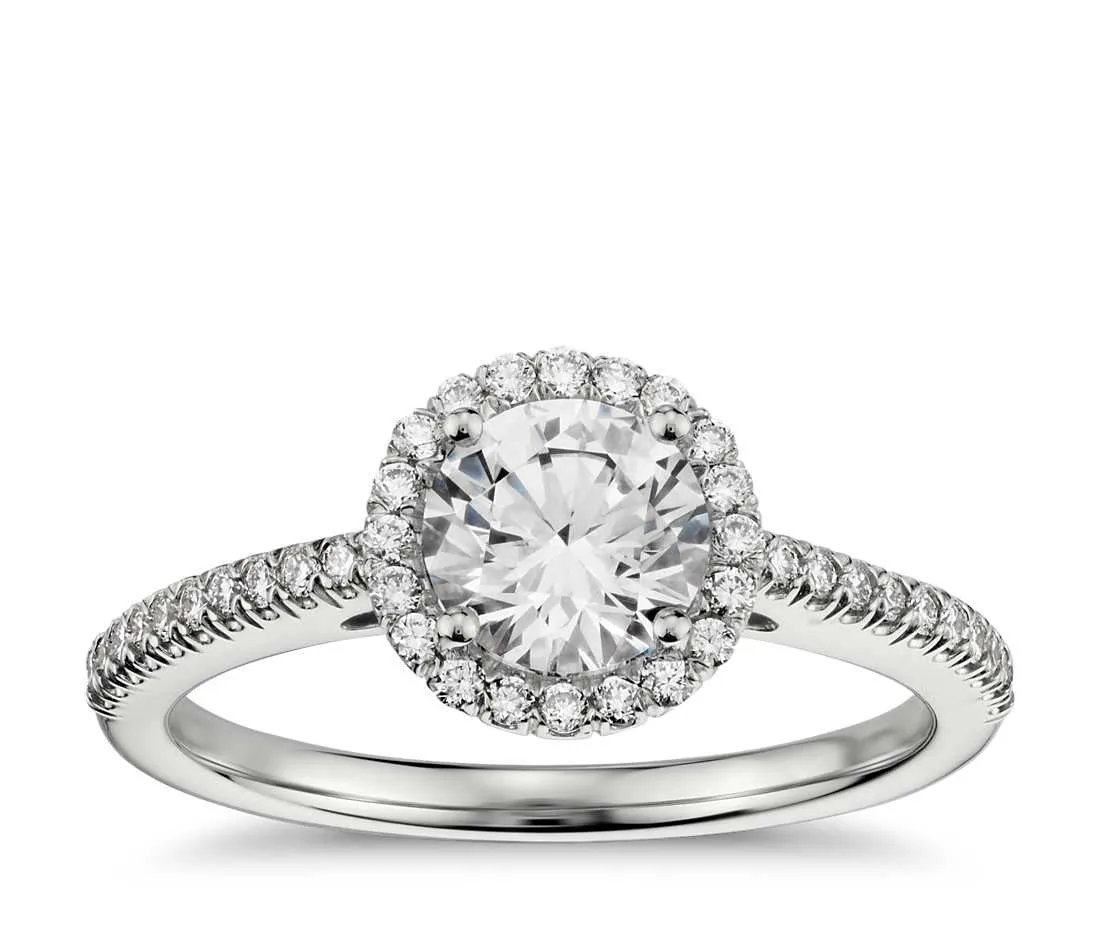 18kt Gold Classic Halo Diamond Ring Mounting