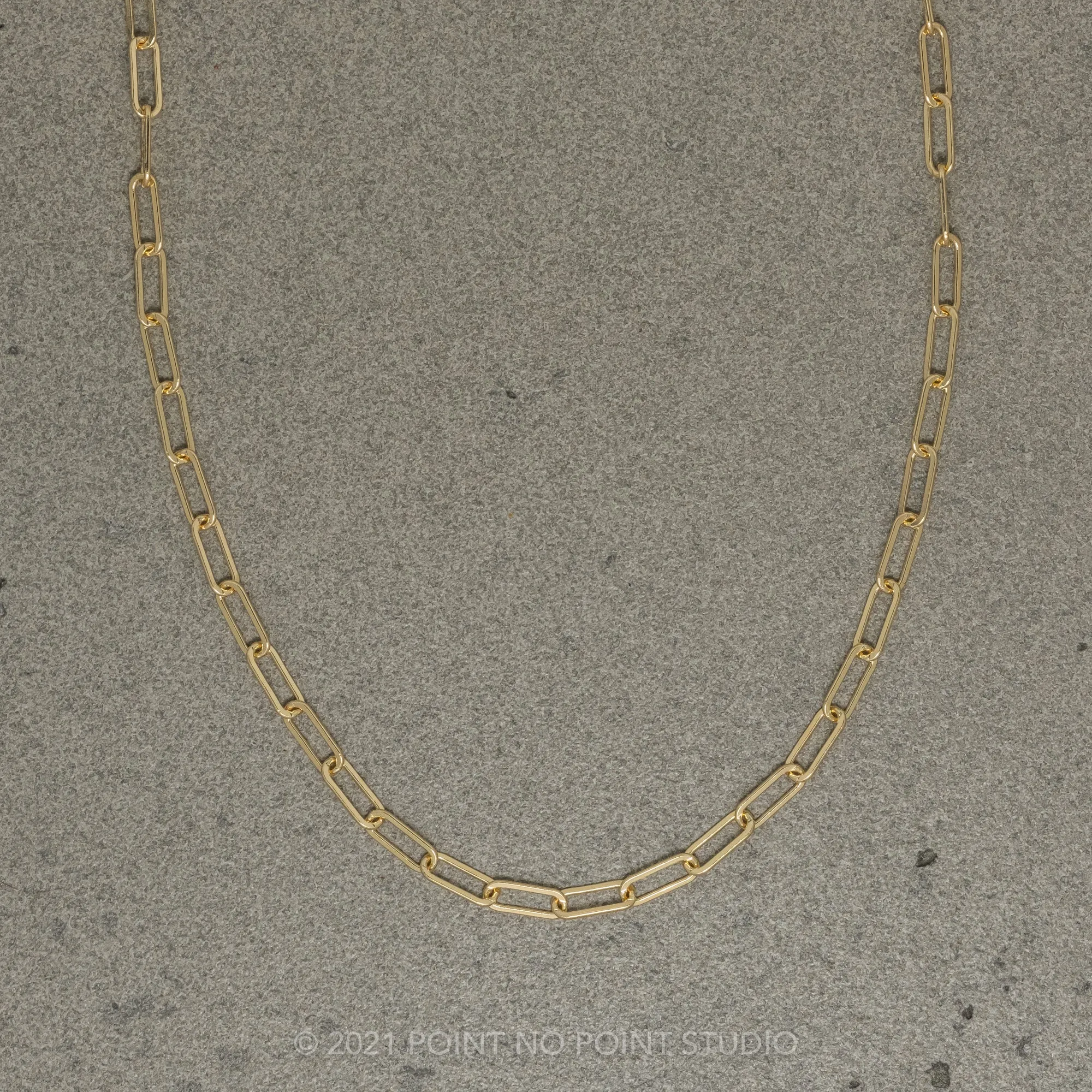 1.95mm Elongated Flat Link, 20" Chain Necklace, 14k yellow gold