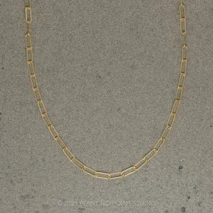 1.95mm Elongated Flat Link, 20" Chain Necklace, 14k yellow gold