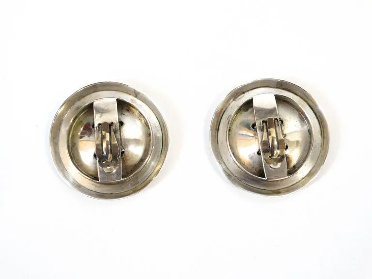 1985 Kalibre Harlene Korey Oversized Silver Button Earrings