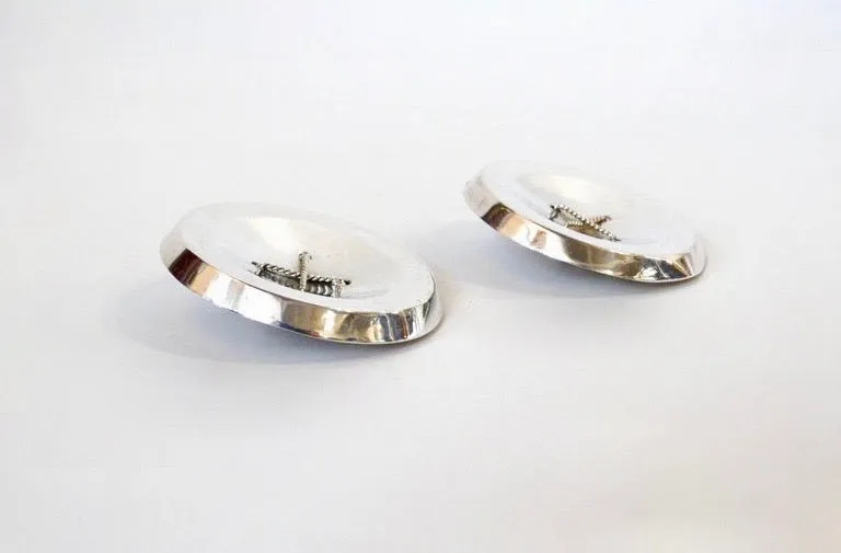 1985 Kalibre Harlene Korey Oversized Silver Button Earrings