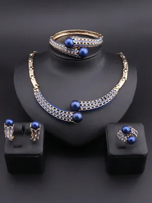 1set Simple Golden Plated Crystal