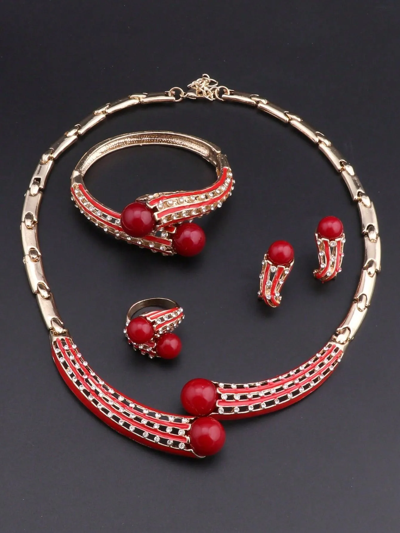 1set Simple Golden Plated Crystal