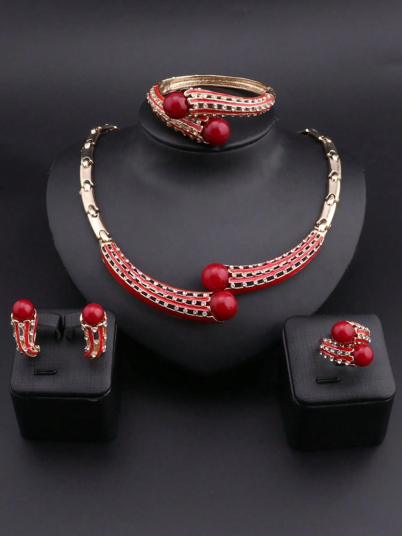 1set Simple Golden Plated Crystal
