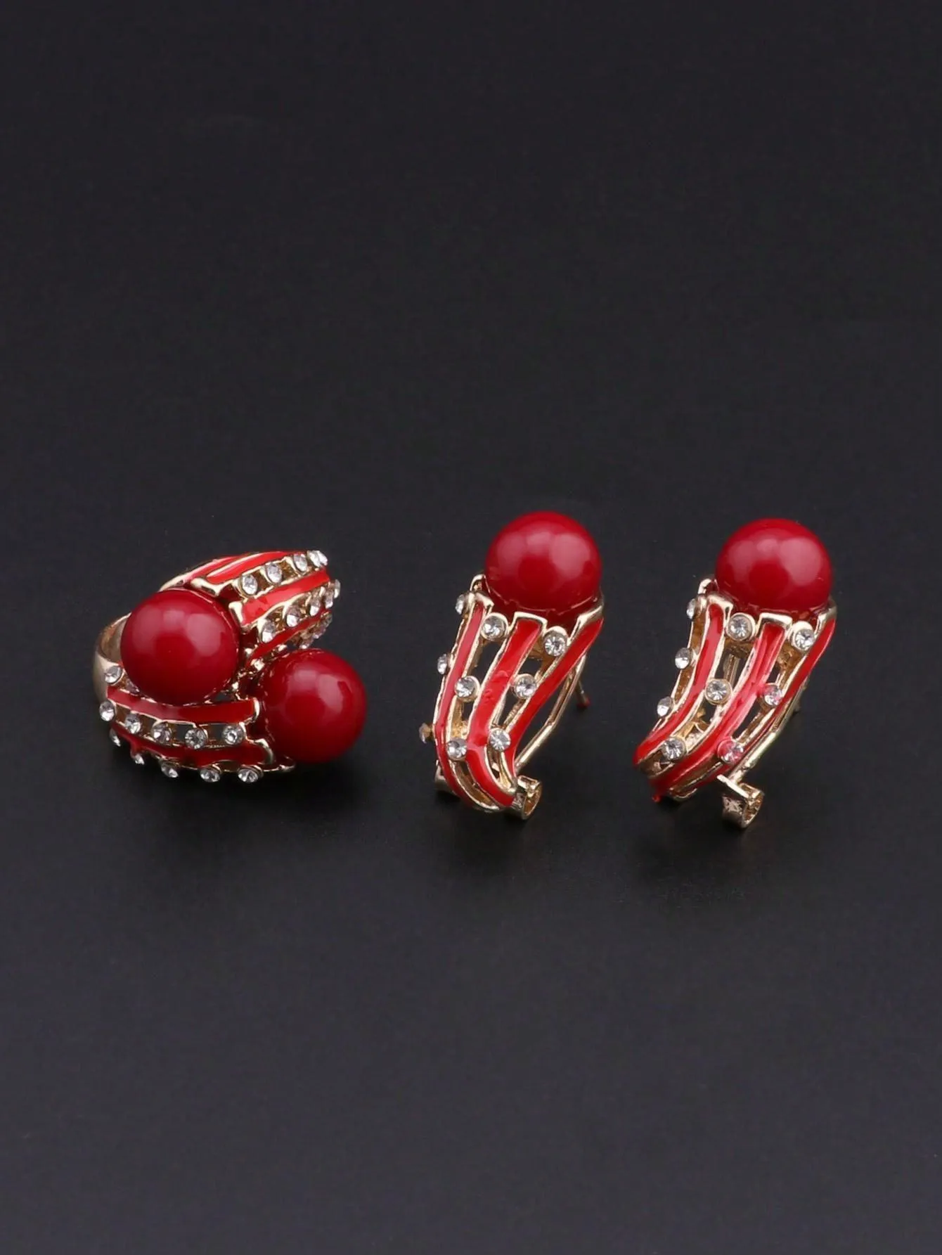 1set Simple Golden Plated Crystal