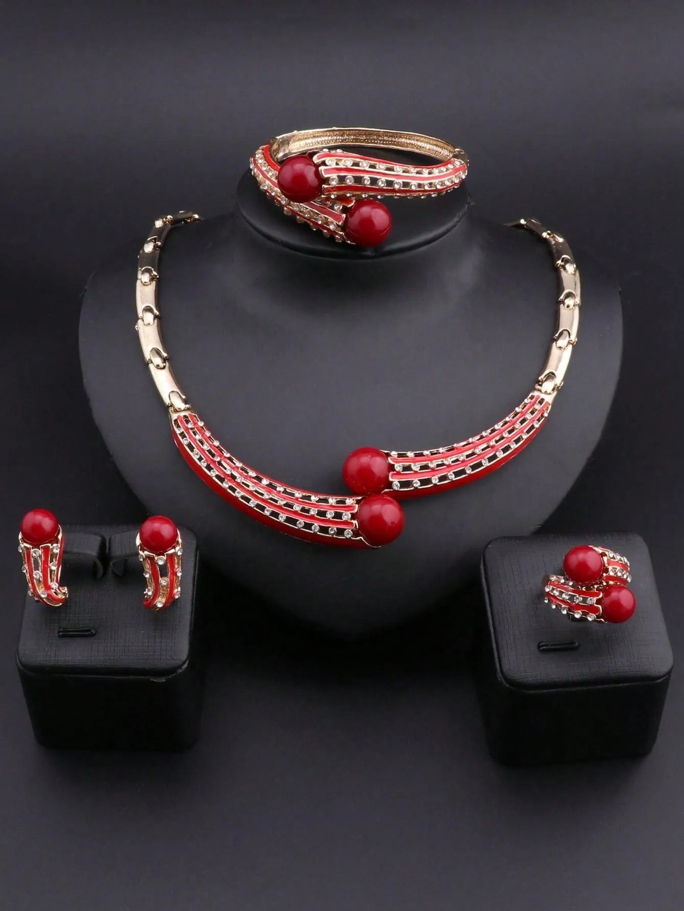 1set Simple Golden Plated Crystal