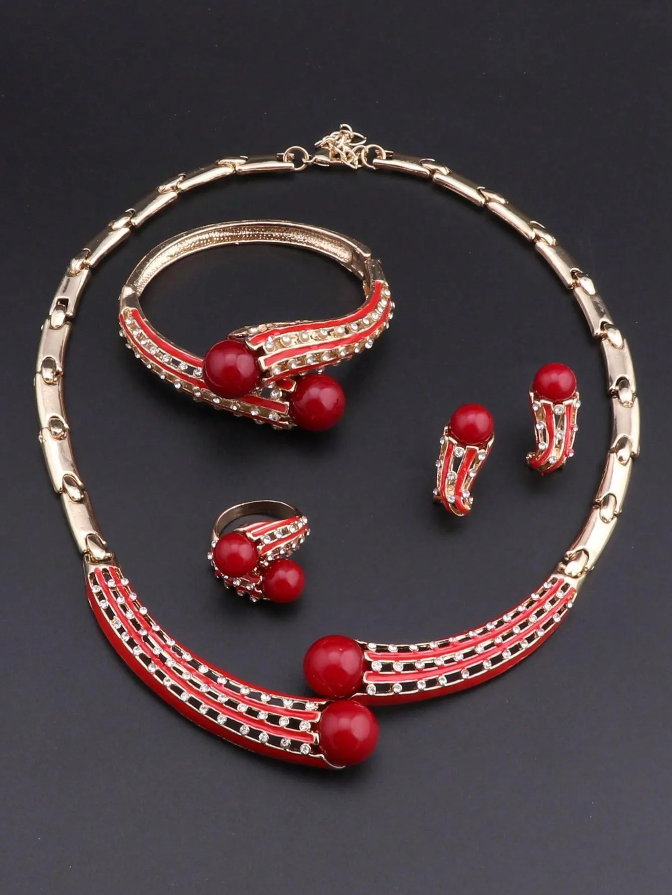 1set Simple Golden Plated Crystal