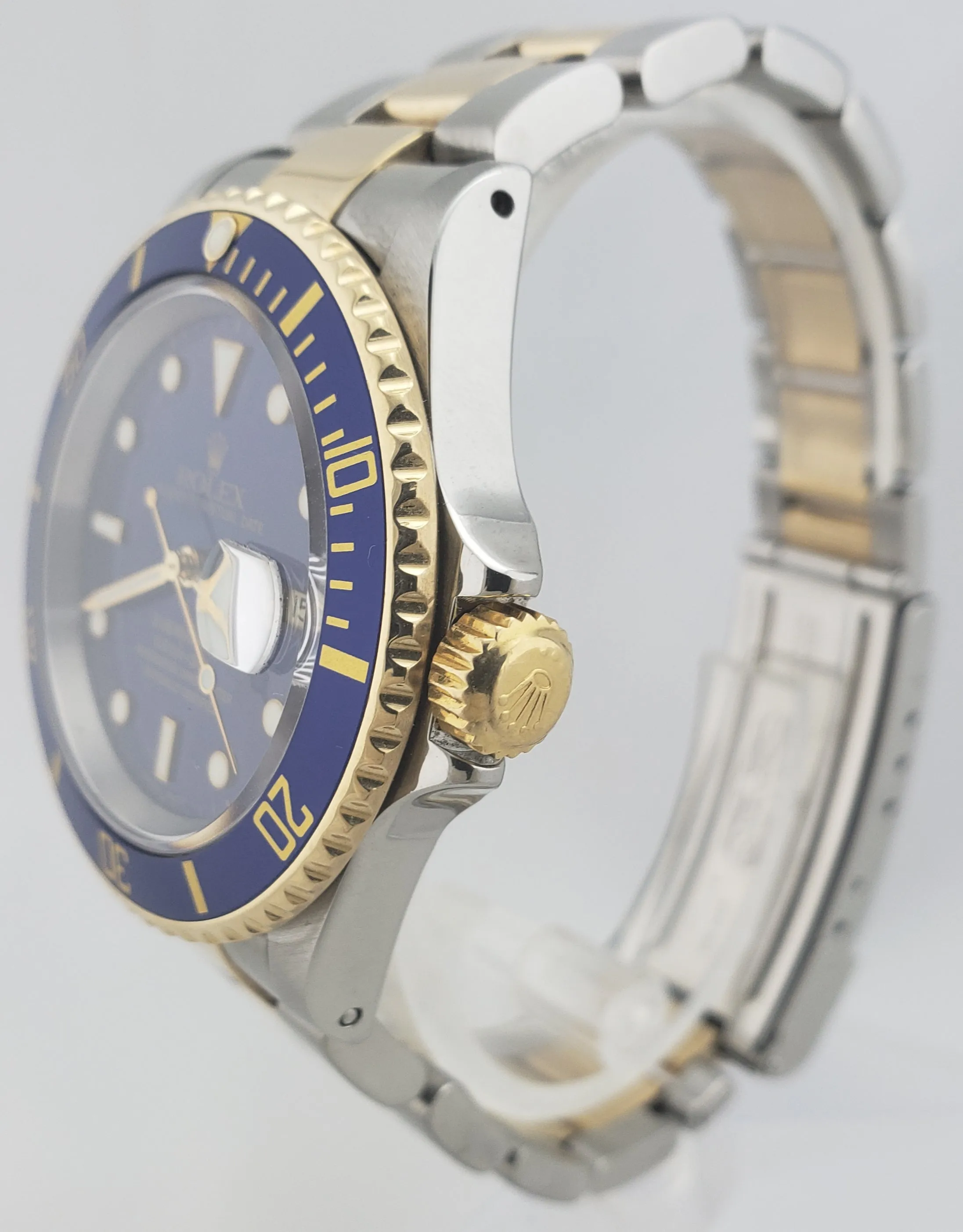 2000 Rolex Submariner 16613 Two-Tone GOLD BUCKLE Blue Dive 40mm Watch SEL B P