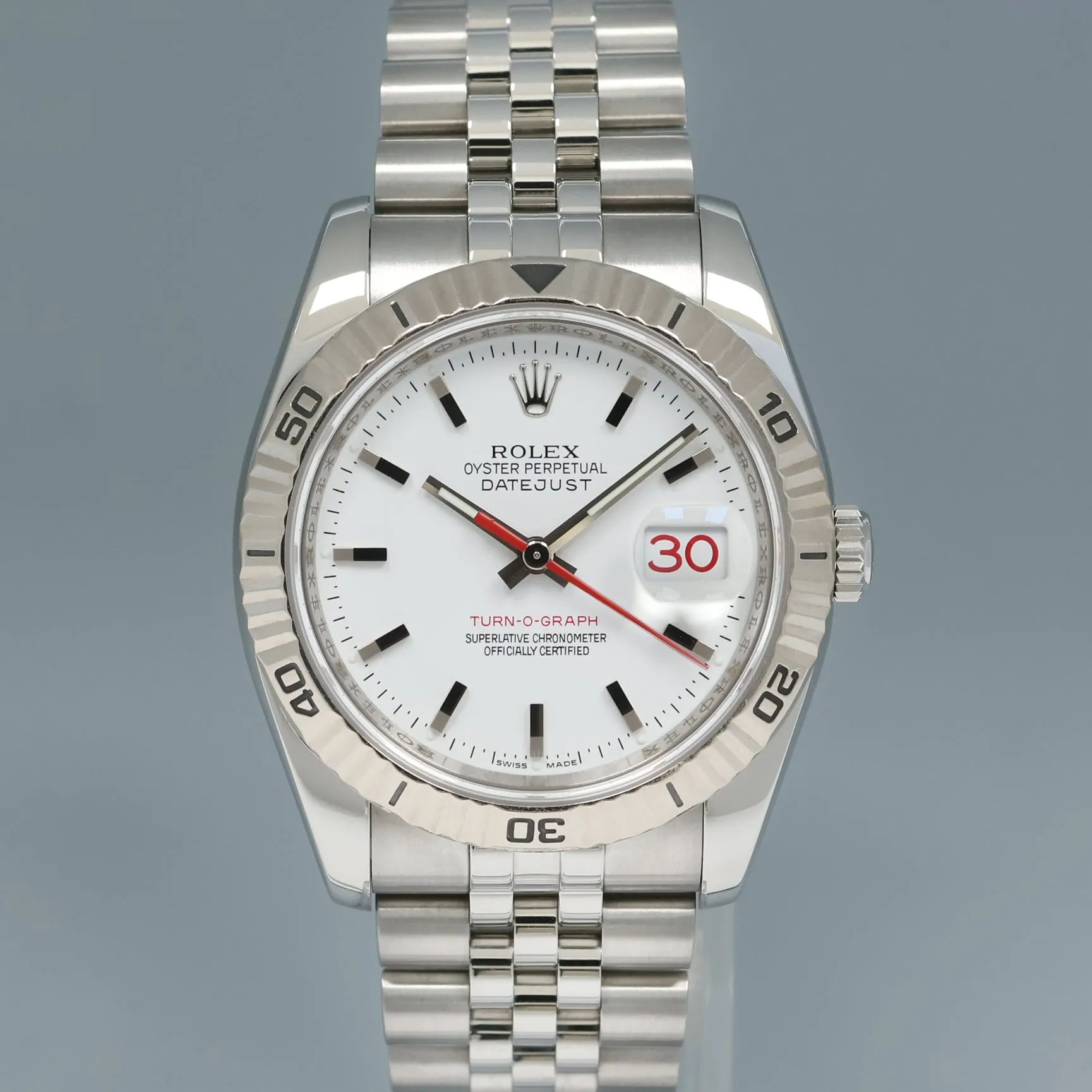 2006 MINT Rolex DateJust Turn-O-Graph 116264 Steel White Gold Jubilee Watch Box