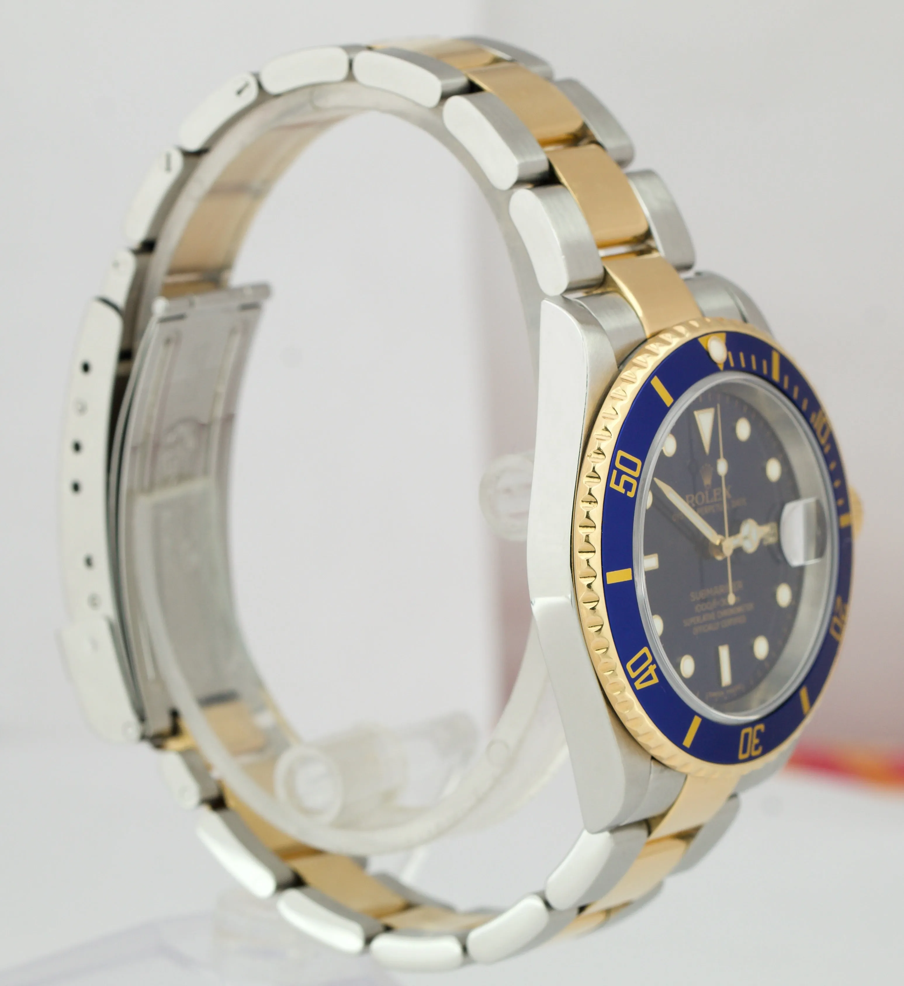 2007 Rolex Submariner Two-Tone Gold NO HOLES Blue Stainless 40mm Watch 16613 B P
