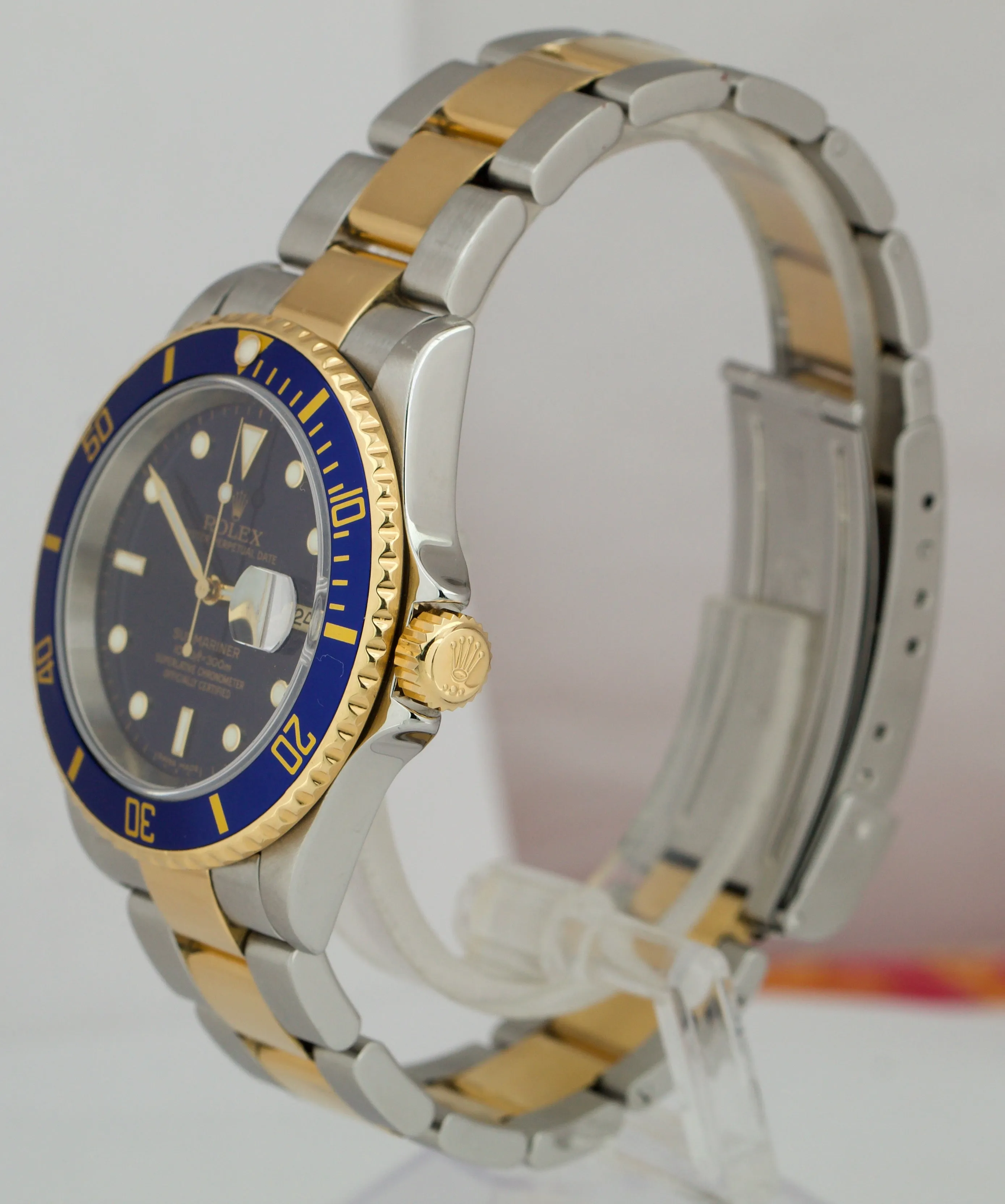 2007 Rolex Submariner Two-Tone Gold NO HOLES Blue Stainless 40mm Watch 16613 B P