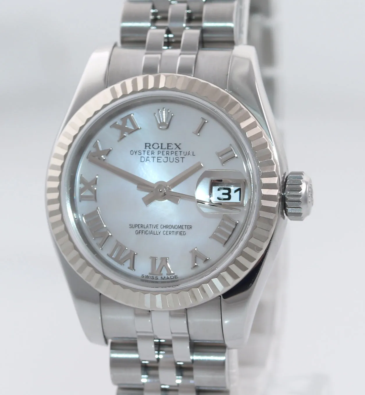 2014 Papers Ladies Rolex 179174 Datejust Pink Roman MOP Jubilee 26mm Watch Box.