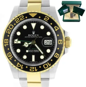 2017 BOX PAPERS MINT Rolex GMT-Master II BLUE LUME Ceramic 116713 Black Two-Tone