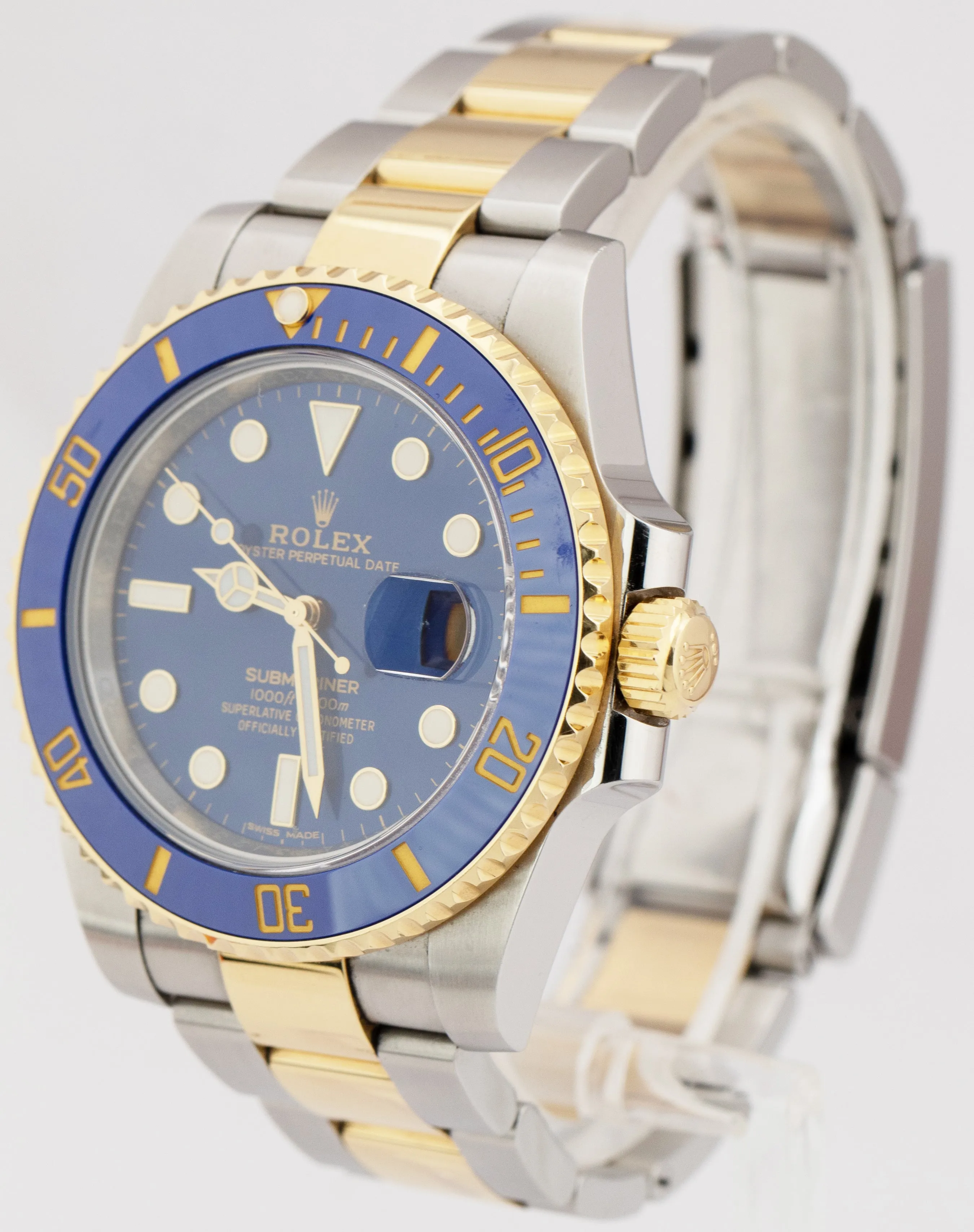 2018 Rolex Submariner Date Ceramic Two-Tone Stainless Gold Blue Watch 116613 LB