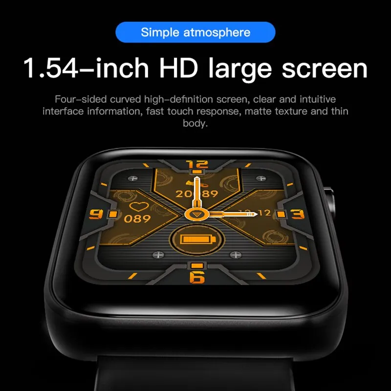 2021 NEW T68 Smart Watch Men Body Temperature Measure Heart Rate Blood Pressure Oxygen Bracelet Call Reminder Smart Watch Black