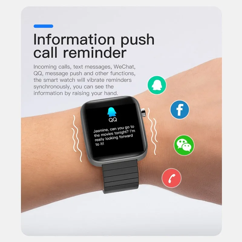 2021 NEW T68 Smart Watch Men Body Temperature Measure Heart Rate Blood Pressure Oxygen Bracelet Call Reminder Smart Watch Black